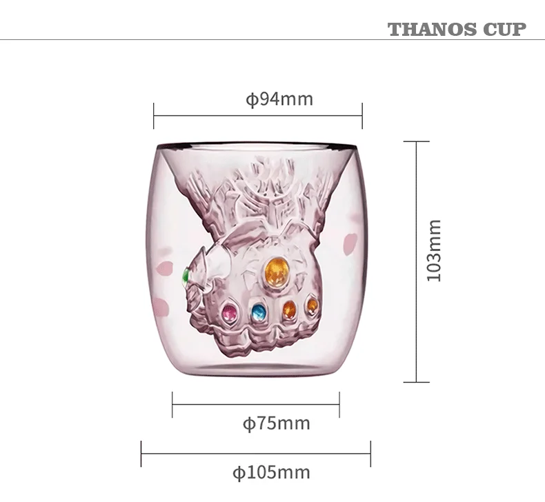 Творческий танос кулак двойными стенками стекло ручной работы кофе чашки чай чашки и кружки бесконечный драгоценный камень посуда для напитков украшения