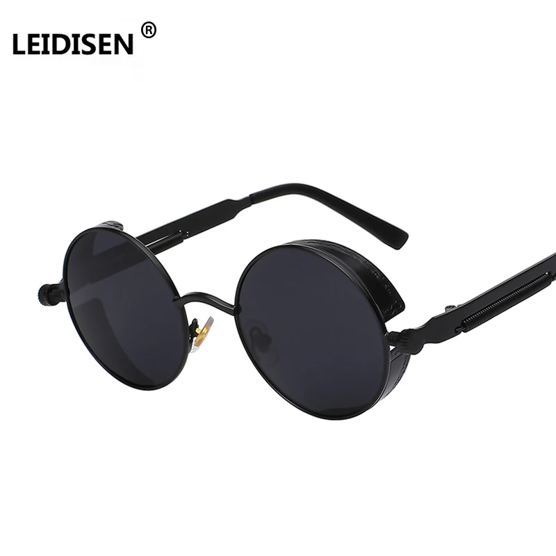 

LEIDISEN Gothic Sunglasses POLARIZED Men Women Steampunk Round Metal Frame Sun Glasses Eyewear Brand Designer High Quality UV400