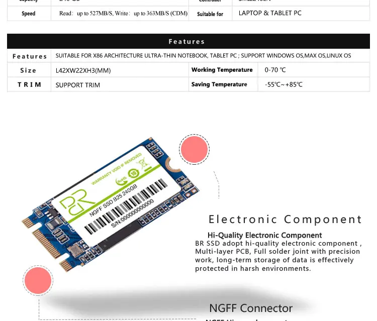 BR m.2 ssd m2 2242 hd ssd 120 ГБ 60 ГБ 240 ГБ sata3 Внутренние твердотельные накопители для hd ноутбук ноутбуки