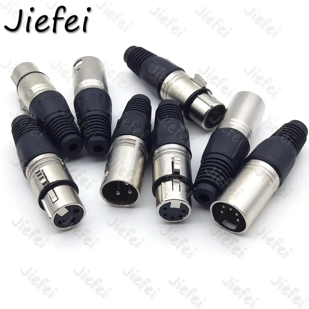 

5Set XLR 3Pin 5pin Audio Microphone Cable Connector Black Male + Female MIC Plug Cable Connect XLR Adapter