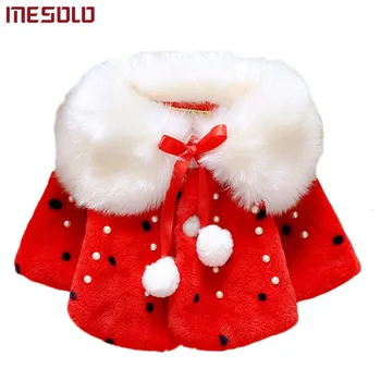 

MESOLO Autumn Winter Baby Girls Faux Fur Pearls Fleece Lapel Collar Infant Kids Outerwear Princess Jacket Coats