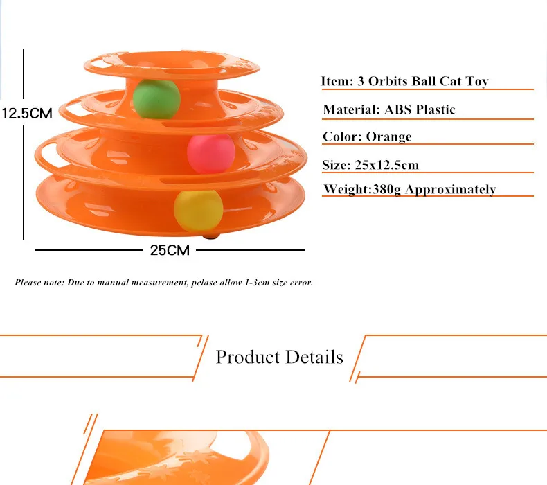 Hot Sale Interactive Cat Toys Balls Toy ABS Plastic Educational Toy Amusement Plate Disc Triple Orbits Tunnel Cat Toy (3)