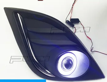 

eOsuns Innovative COB angel eye led daytime running light DRL + halo Fog lamp + Projector Lens for 2015 mazda 3