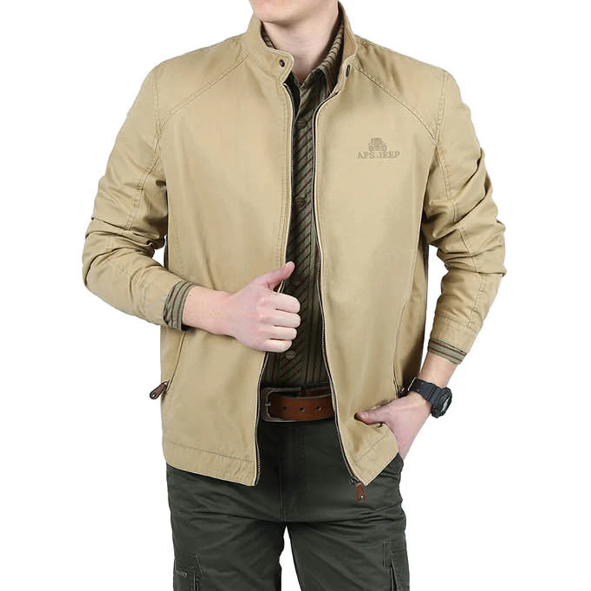 Мужская куртка в стиле милитари, верхняя одежда, пальто, большие размеры, зеленый и хаки цвета, AFSJEEP, куртки для мужчин 145