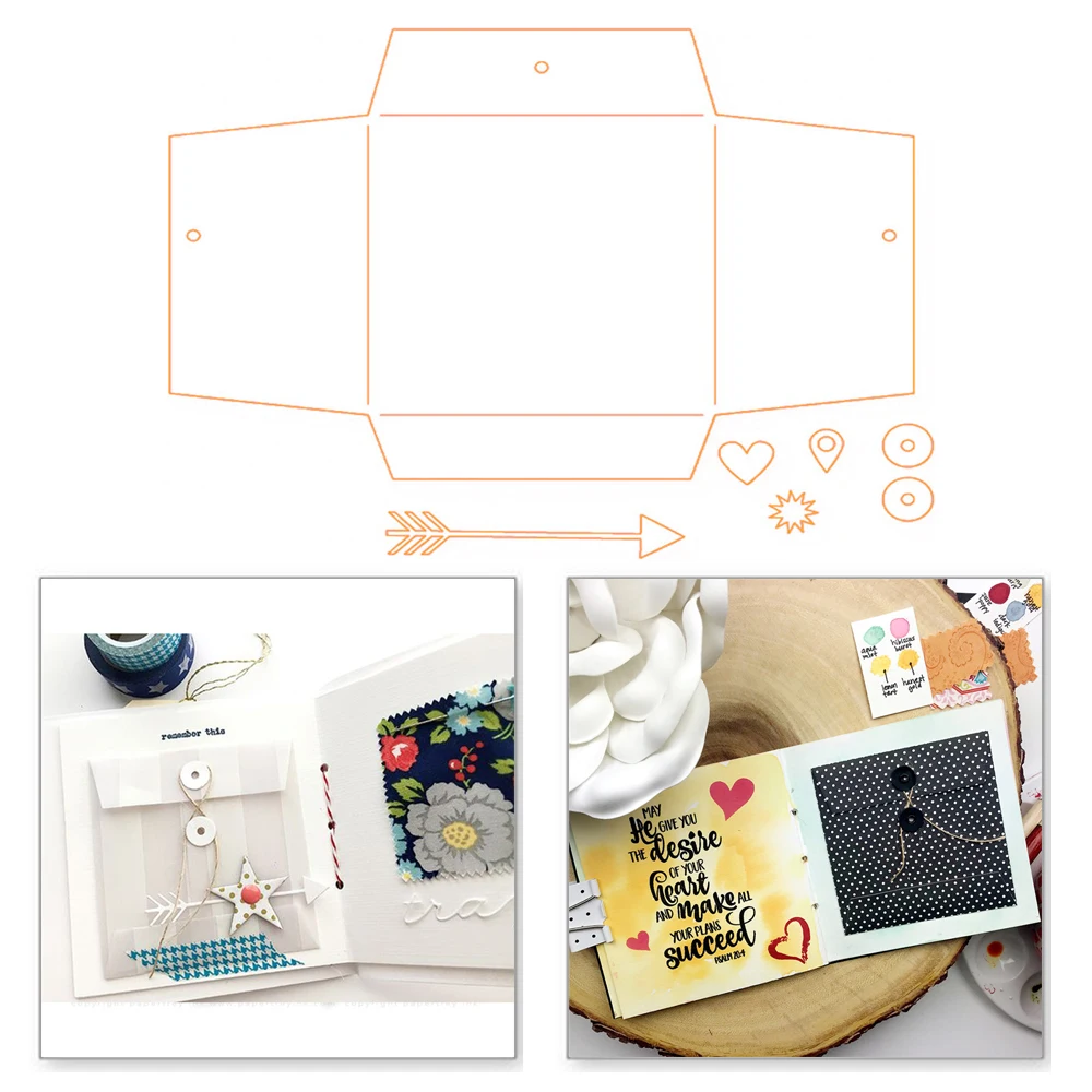 

Naifumodo Envelope Metal Cutting Dies for Making Card Photo Album Scrapbooking DIY Decorative Embossing Paper Craft Stencils New