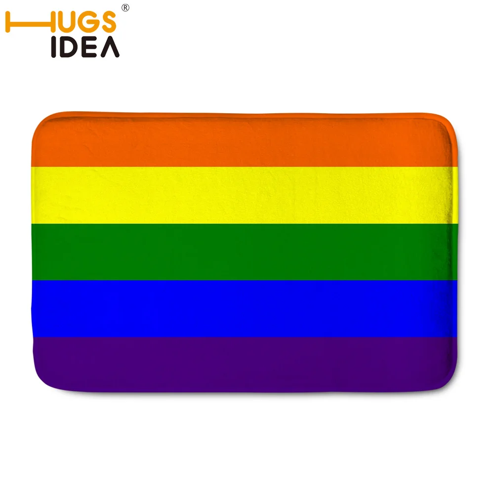 HUGSIDEA радужный узор фланелевый ковер прямоугольной формы ванная комната ковер гостиная спальня Противоскользящий бытовой коврик для ног 59*40 см