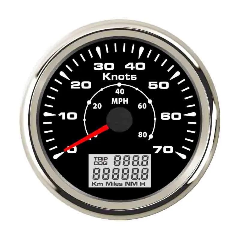 85mm Universal GPS Speedometer Odometer 0 70Knots 0 80MPH Speed Gauge 9
