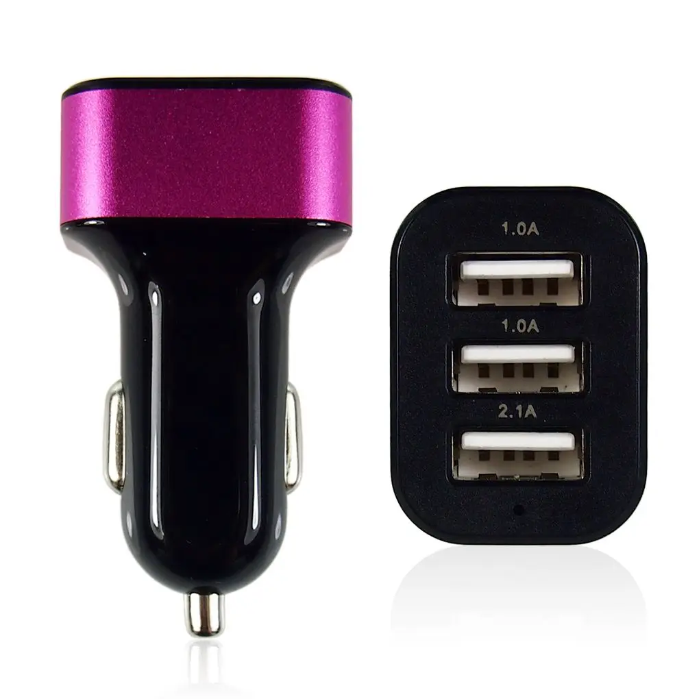 حار بيع 5 ألوان 3 ميناء Usb سيارة شاحن Ac محول للهاتف المحمول اللوحي