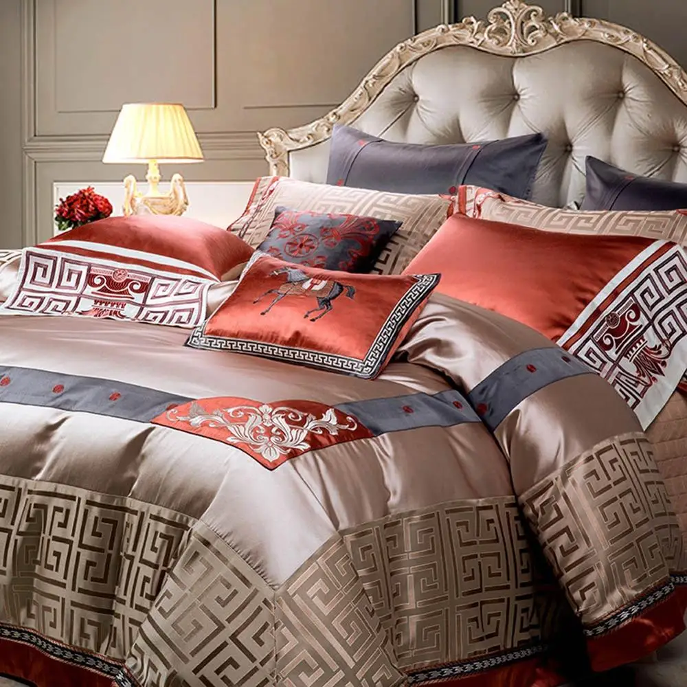 Svetanya luxury Brocade Bedding Set king queen double size Bed Linens