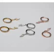 Серьги из стерлингового серебра 925 пробы, модные циркониевые серьги с молниями, Короткая подвеска, кольцо для ушей, милые трендовые женские ювелирные изделия для ушей