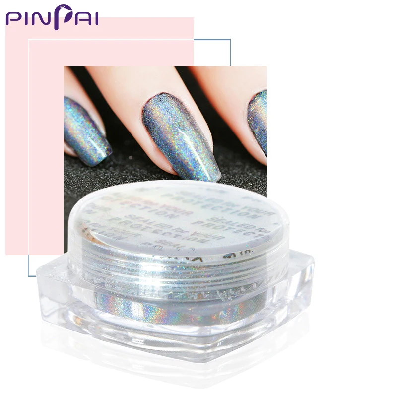 PinPai clavo Pavo Real polvo Arco Iris efecto láser uñas arte pigmento DIY y salón uñas brillo brillante manicura polvo de belleza