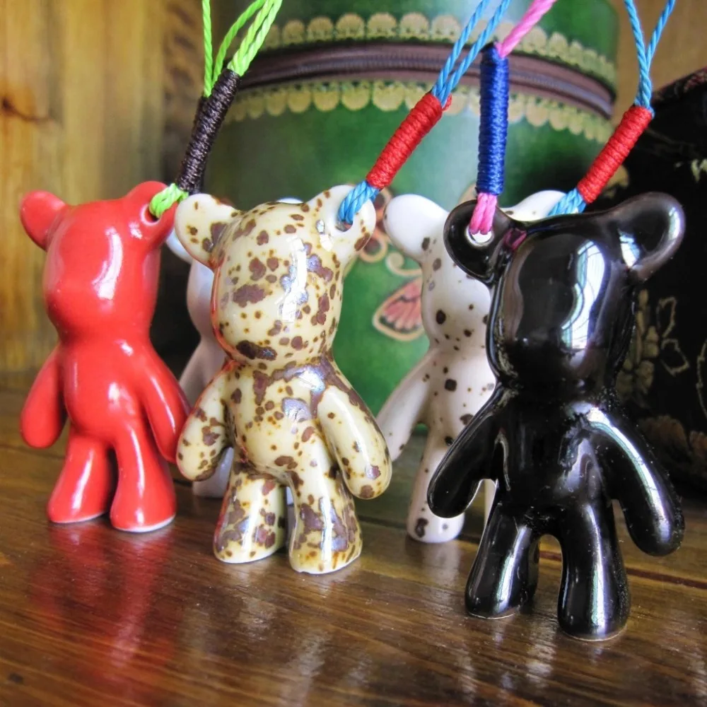 

Ceramic small crafts multicolor cartoon violent bear bag chain personality pendant practical small gift new arrivage