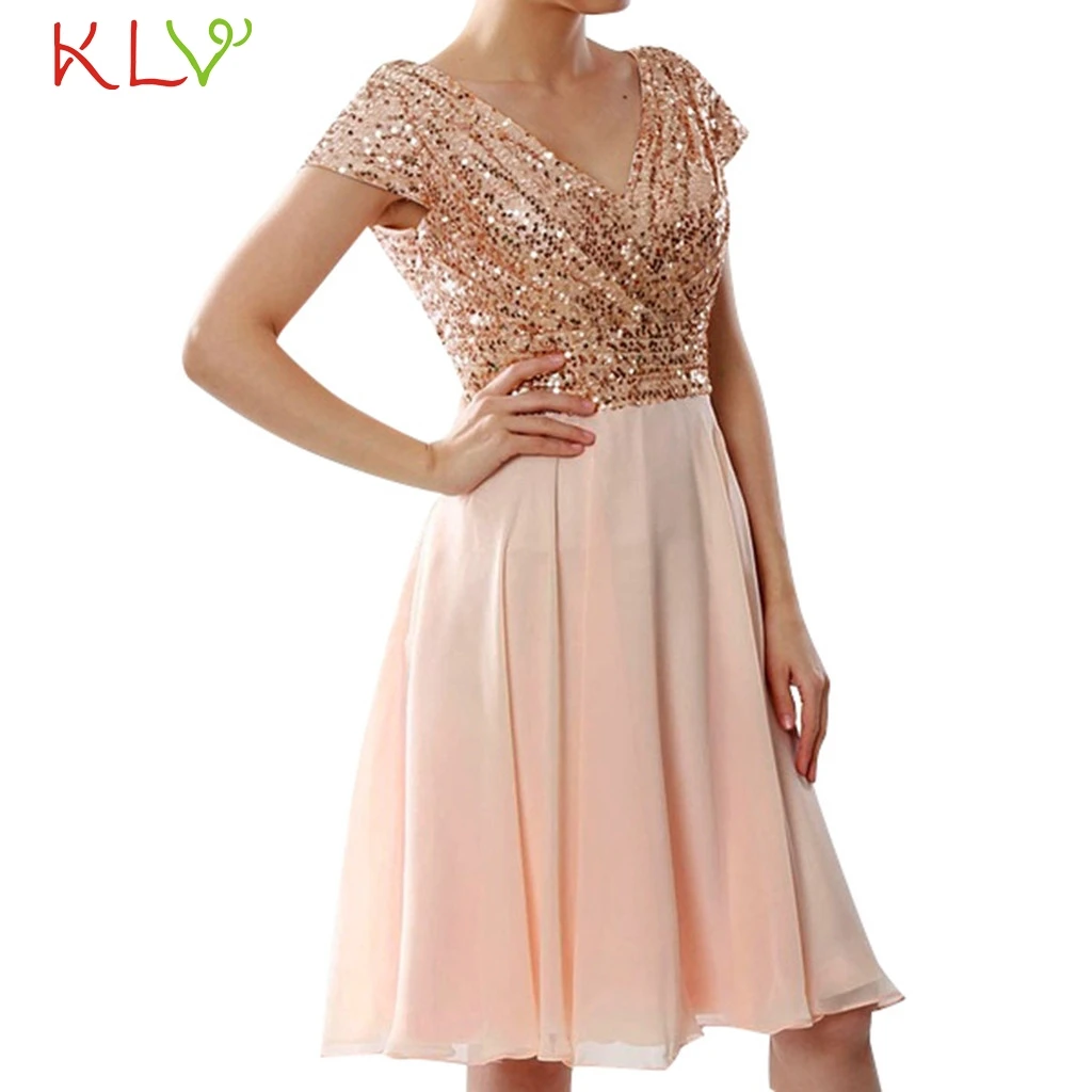

Dress Women Sequins VNeck Elegant Summer Dress Formal Evening Party Night Dress Cerimonia 2019 PlusSize Vestidos Robe Femme 19Je
