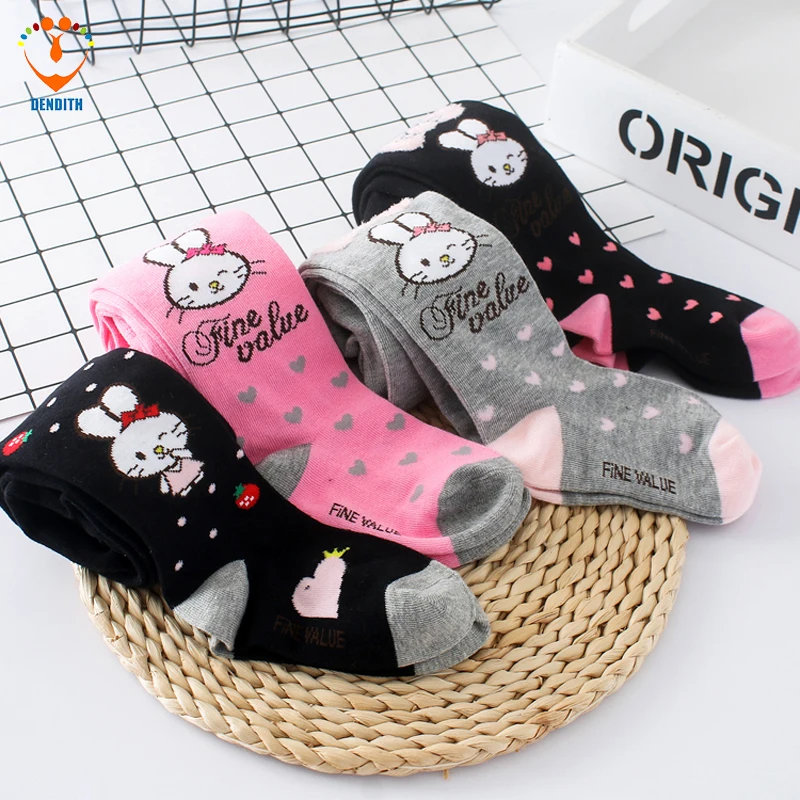 fall font b baby b font girl rabbit pattern Tights striped Cotton Tights For Girls children