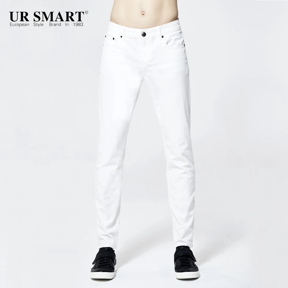 Tailoring cotton URSMART brand white jeans and cultivate