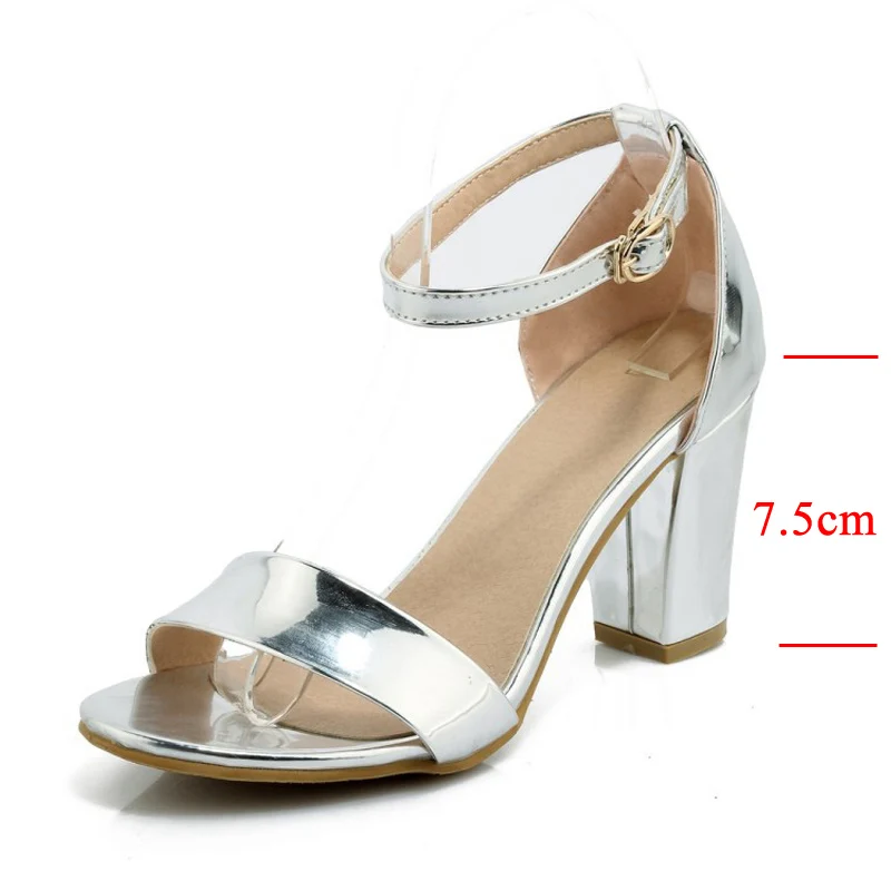 Patent PU Open Toe Woman Summer Shoes 