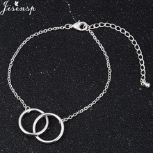 Jisensp-pulsera de oro con círculo Simple para mujer y hombre, brazalete redondo doble minimalista, joyería para dama de honor, regalo, Bisutería