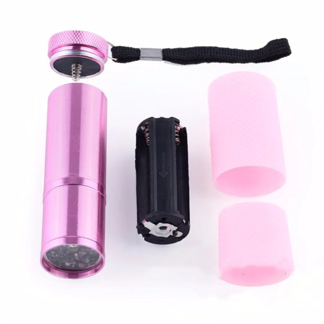 1 x Mini Portable Aluminum UV Torch 9 LED Night Light AAA Flashlight Pocket Lamp