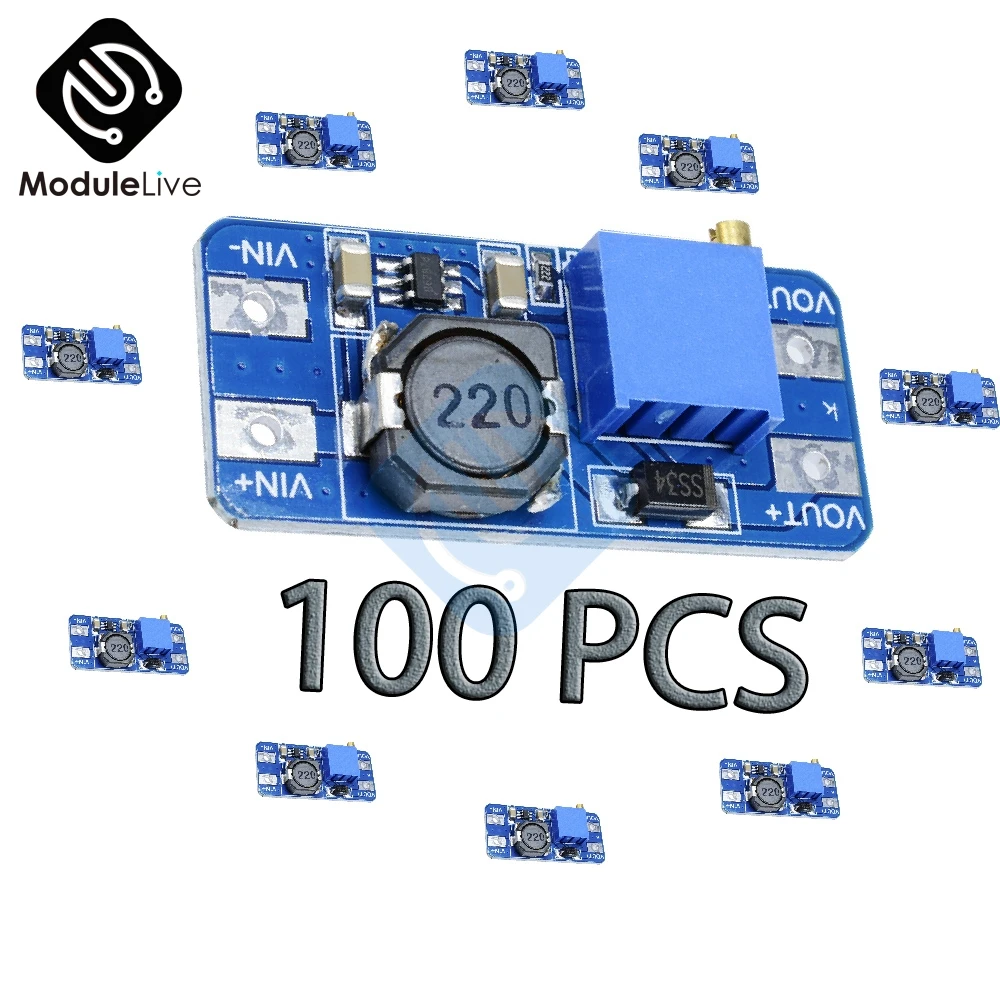 

100PCS MT3608 DC-DC Converter For Arduino Board Boost Booster MAX output 28V 2A Power Apply Module Power Step Up Module