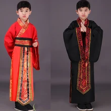 Китайский национальный костюм ханьфу, черный, красный, Древний китайский костюм Hanfu, одежда для мальчиков, традиционный Национальный костюм Тан, сценические костюмы DN2577