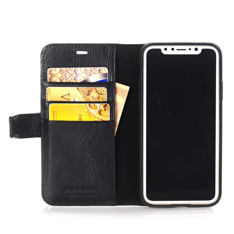 Бренд Pierre Cardin для iPhone X чехол для телефона из натуральной кожи Магнитный чехол-книжка с подставкой Держатель для карт чехол для iPhone X чехол s