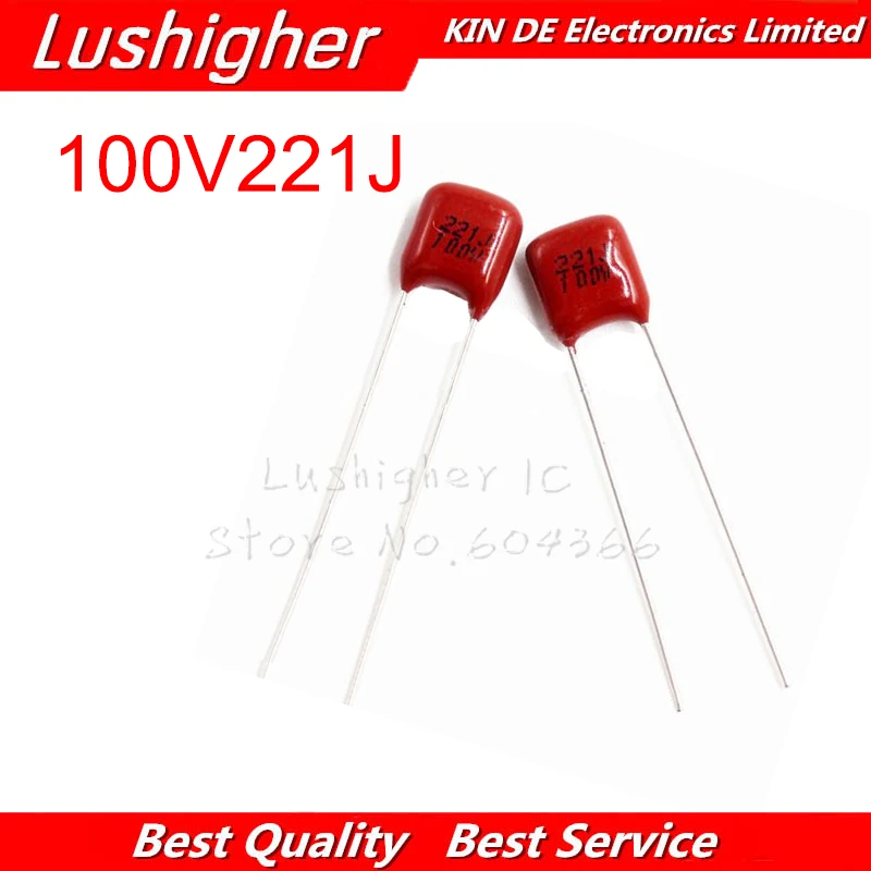 20 шт 100V221J 220PF 5% шаг 5 мм 220P 221 100V 221J CBB полипропиленовый пленочный конденсатор с