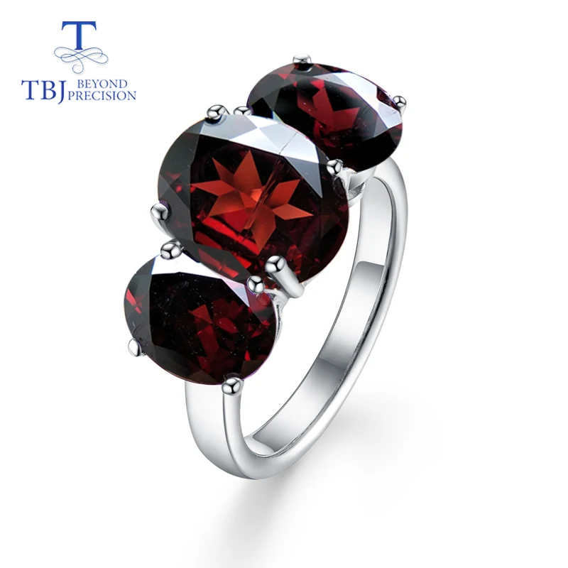 

TBJ,Natural Big red garnet and citrine gemstone Ring in 925 sterling silver party or Anniversary gift for lady with Christmas