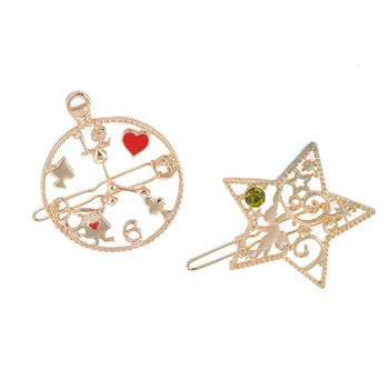 

1pc Cartoon Cute Alice Rabbit Clock Star Pentagram Round Hairpin Hair Clip Fashion Romantic Hair Pin Hair Accessory For Women