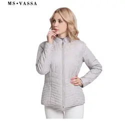 MS Vassa дамы пальто для будущих мам Новинка 2019 года для женщин стеганая куртка со всем Фольга печати Стенд воротник плюс размеры 5XL 6XL