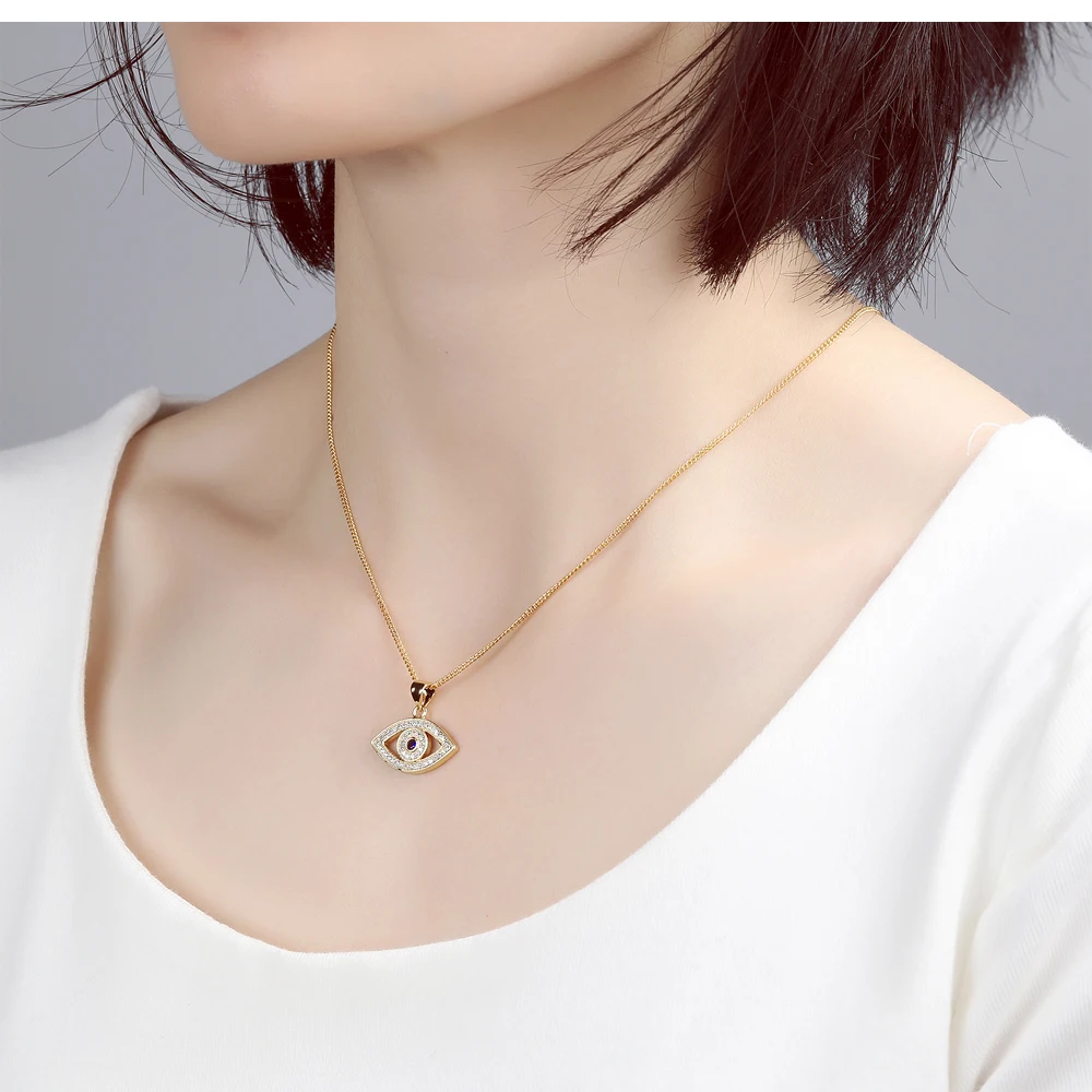 Blue Evil Eye Necklace Celebrity Cz 