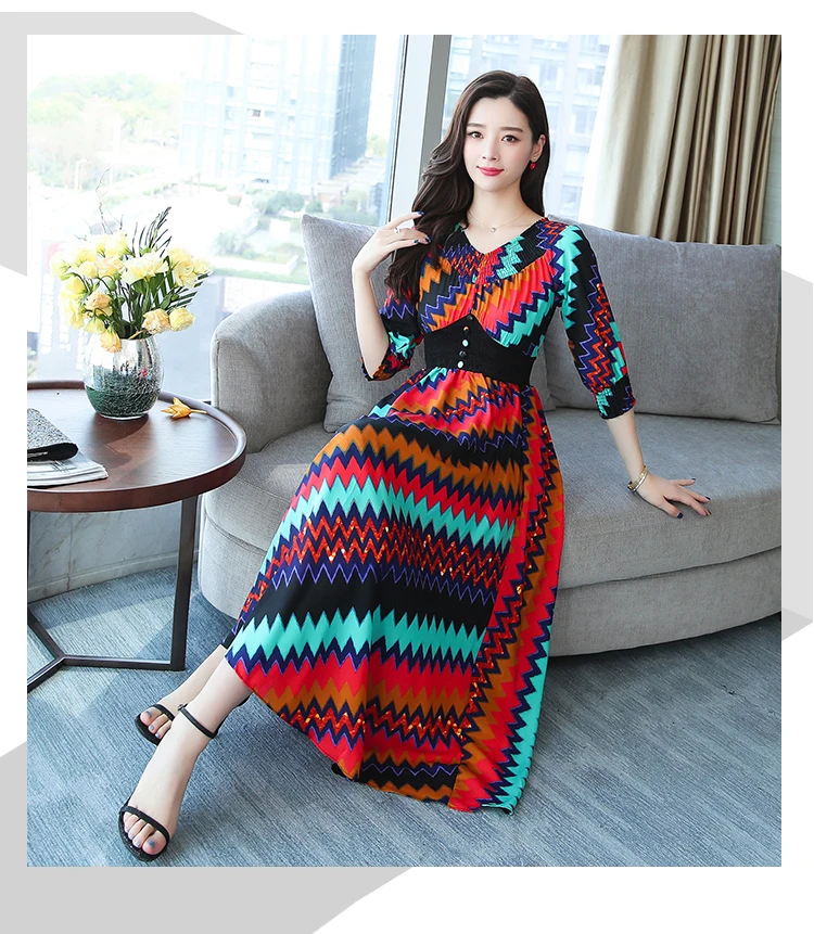 Корейские винтажные Boho пляжные летние миди-платья больших размеров шелковые шифоновые сексуальные макси-сарафаны элегантные облегающие Женские вечерние платья