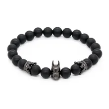 Poshfeel Бэтмен браслеты для мужчин матовый браслет из ониксовых бусин для мужчин ювелирные изделия Pulseira Masculina ювелирные изделия ручной работы Mbr170382