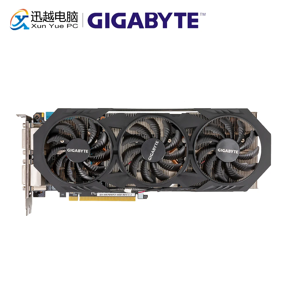 Gigabyte GV-N970WF3-4GD оригинальные видеокарты 256Bit GTX 970 4G GDDR5 видеокарта 2* DVI 1* HDMI 3* DP для Nvidia GeForce GTX970