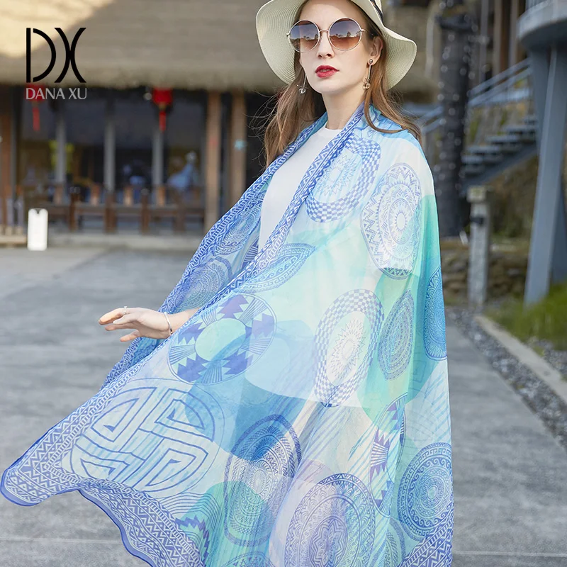 

2019 Silk Long Scarf Luxury Brand Women New Design Beach Blanket Shawl Wear Swimwear Bandana Hijab Face Shield Foulard 245*110CM
