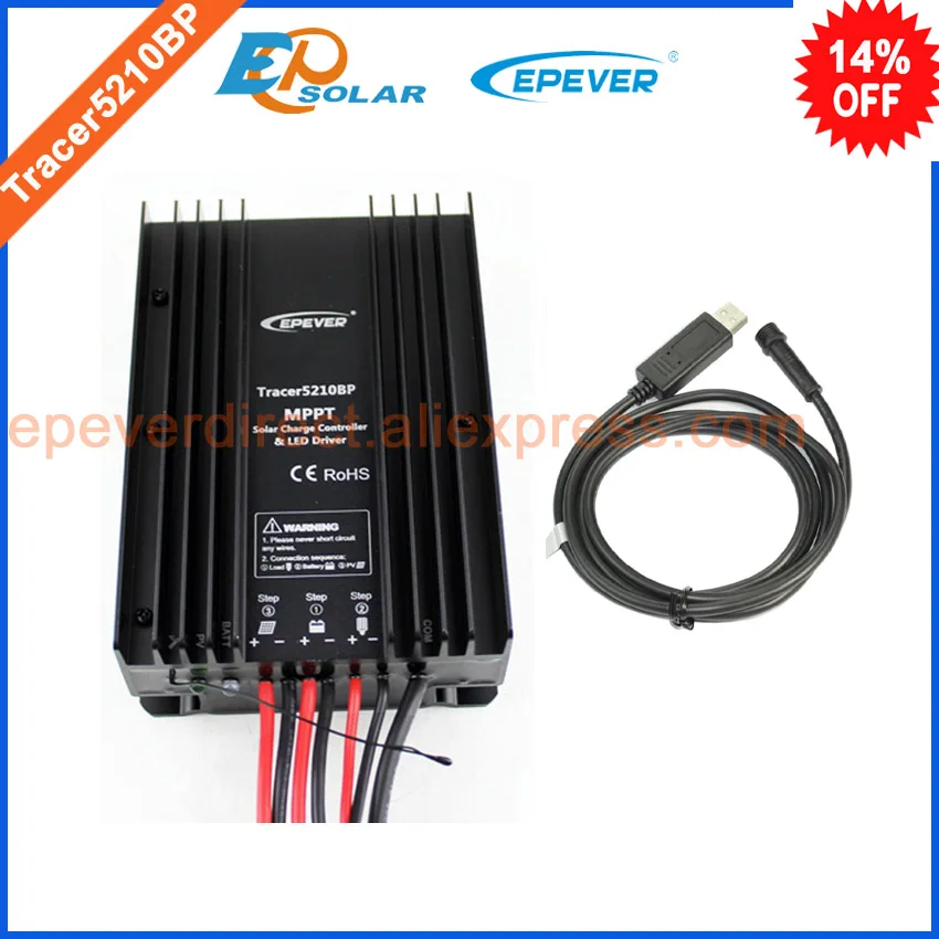 20A 12 В/24 В mppt EPEVER солнечный регулятор с USB кабелем общего назначения Tracer5210BP