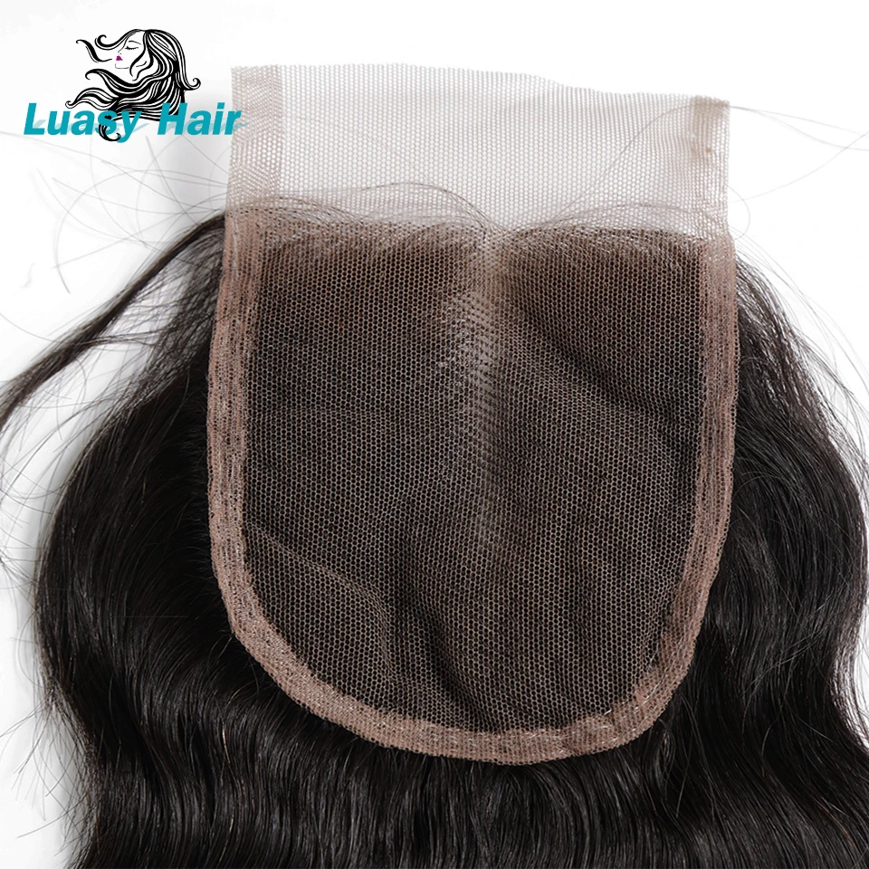 Luasy бразильские человеческие волосы пучки с закрытием волнистые Remy человеческие волосы плетение 3 пучка с закрытием шнурка натуральный цвет