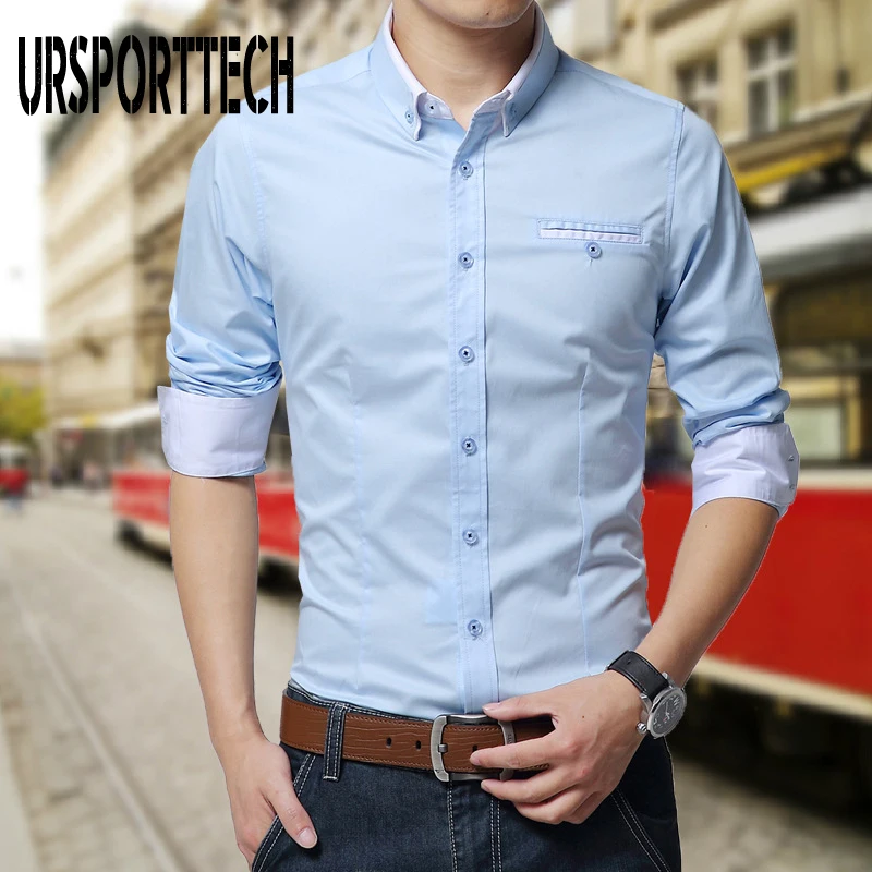 URSPORTTECH, модная мужская хлопковая рубашка, мужская повседневная рубашка с длинным рукавом, приталенная Мужская рубашка в стиле пэчворк, деловая рубашка для мужчин, размер 5XL