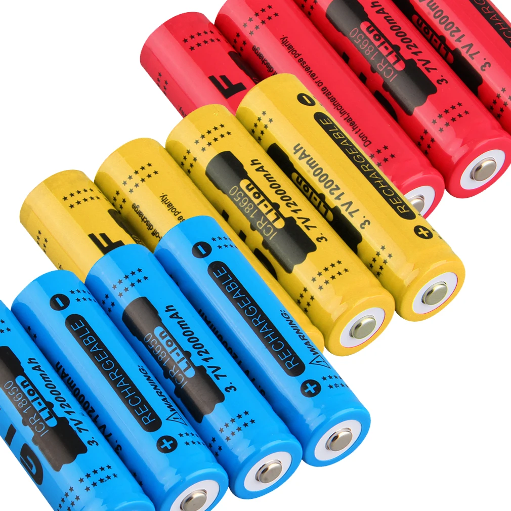 

3 Colors 4pcs 18650 3.7V Rechargeable Li-ion Battery for LED Torch Flashlight Red Shell Low Reoccurring Operation