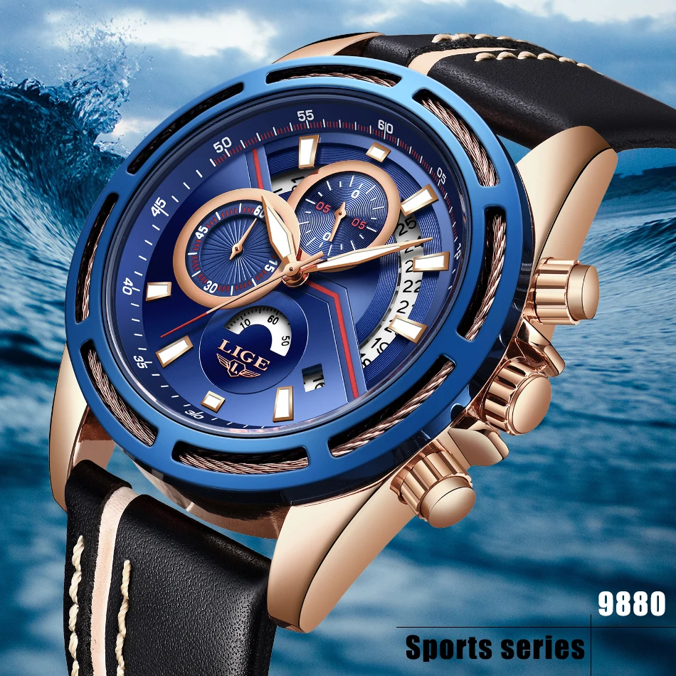 Relojes Hombre LIGE мужские часы Топ бренд класса люкс кварцевые золотые часы мужские повседневные кожаные военные водонепроницаемые спортивные наручные часы
