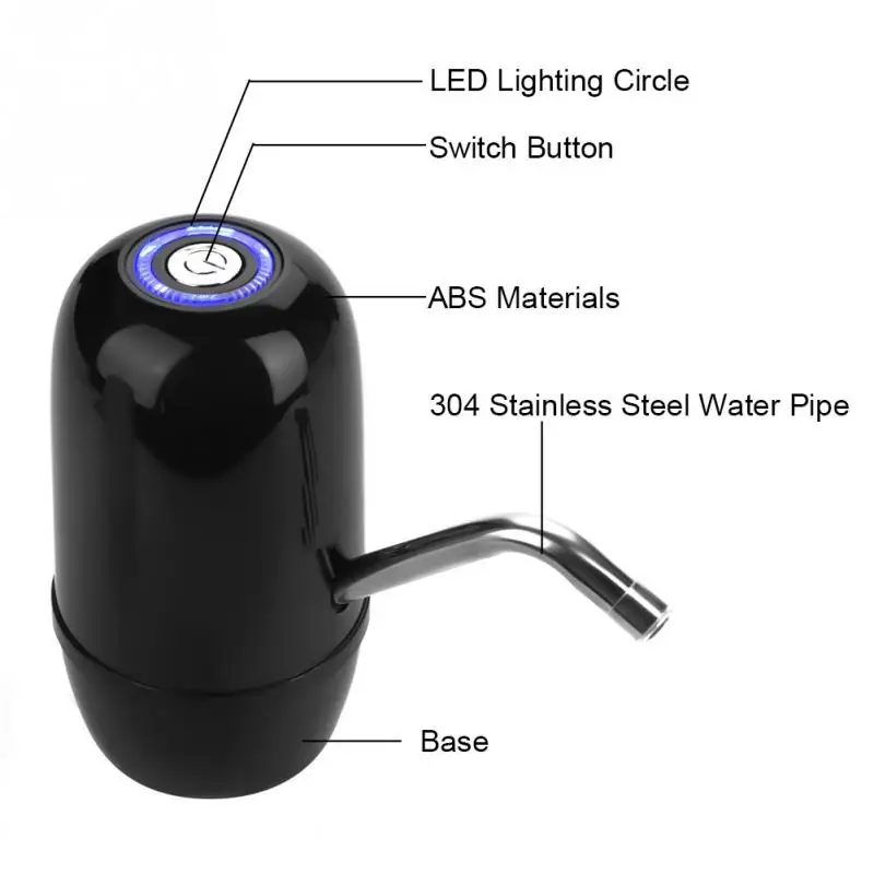 Автоматический Портативный Мини-диспенсер для воды, водяной насос, Диспенсер, Usb зарядка, энергия, холодная питьевая бутылка, переключатель, двойной насос, Blac