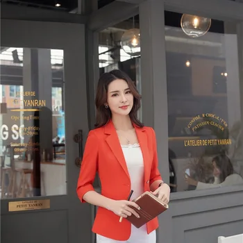 

Novelty Orange Half Sleeve Formal Blazers & Jackets Coat For Women Business Work Wear Ladies Uniform Styles Blazer Tops Clothes