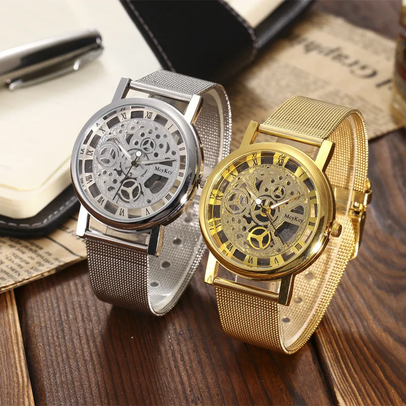 

2018 Hot New Fashion Stainless Band Quartz Non Mechanical Hollowed Out Wrist Lovers Watch Luxury Women Simple Watch Mesh Steel