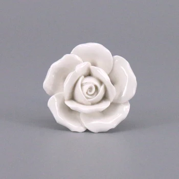 

10PCS Vintage Rose Flower Ceramic Door Knob white Creative Chest of Drawer Dresser Cupboard Pull Handle