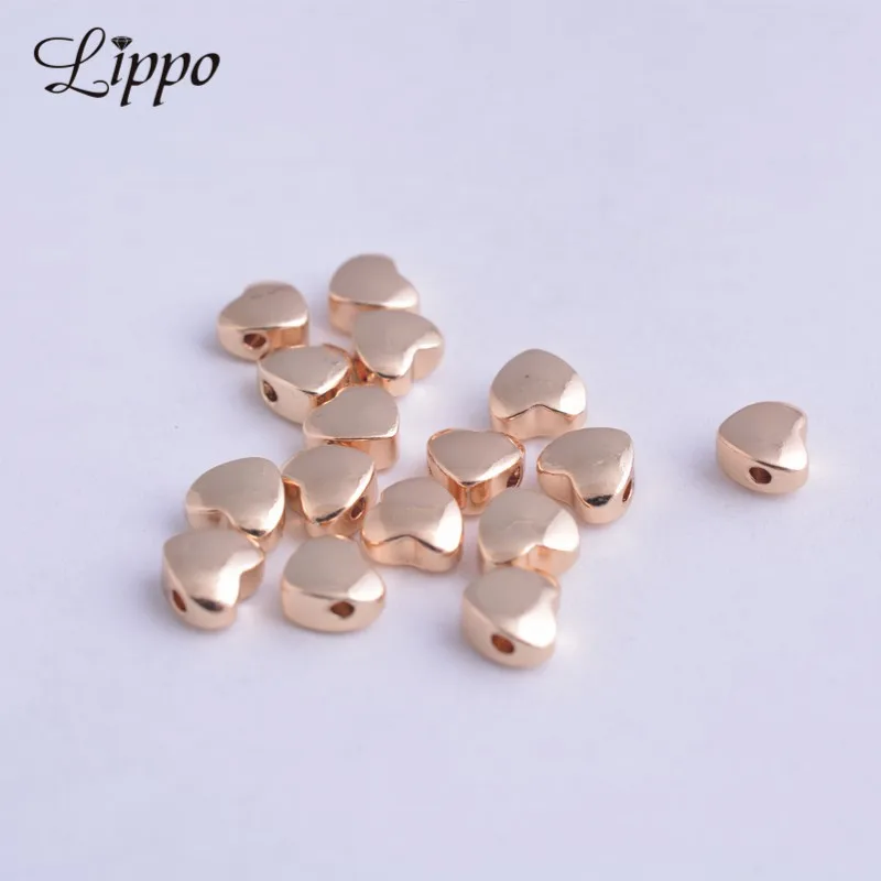 

35pcs 6mm 24K gold Color spacer beads Smooth Heart Beads DIY Jewelry Accessories
