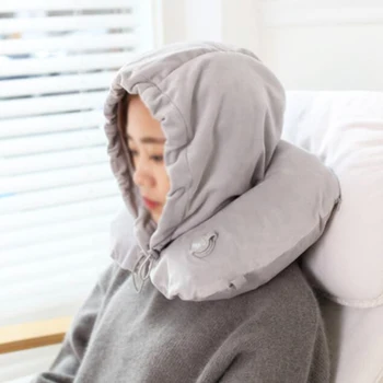 

Inflatable U-Shape Travel Pillow for Airplane Hooded Neck Pillow Travel Accessories Comfortable Pillows for Sleep Home Textile