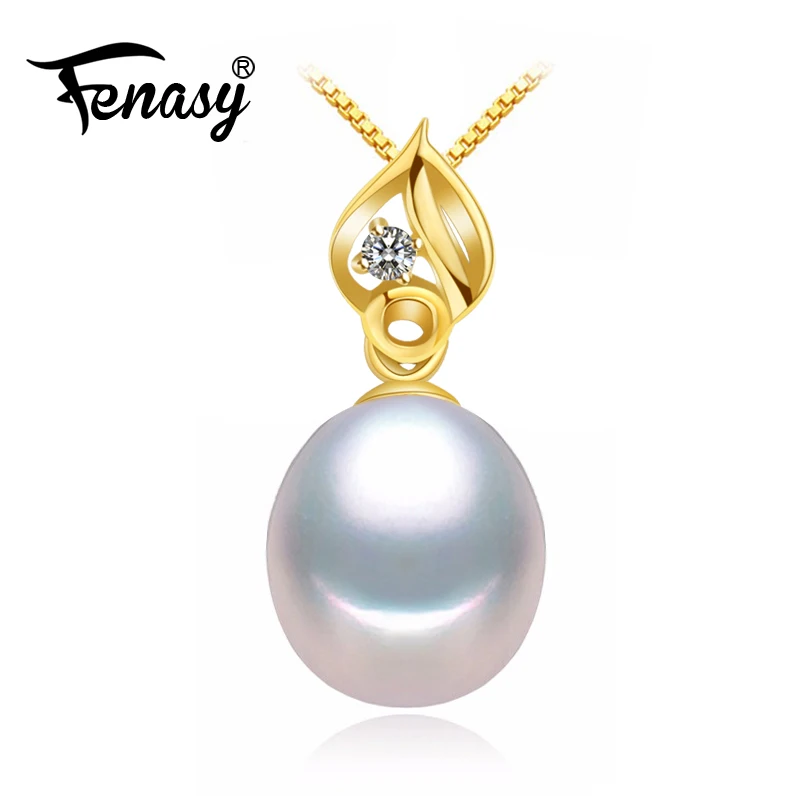 

FENASY 18K Yellow Gold Pendant Pearl Jewelry AU750 Gold Heart Pendant For Lovers Pearl Pendants Send S925 Silver Necklace
