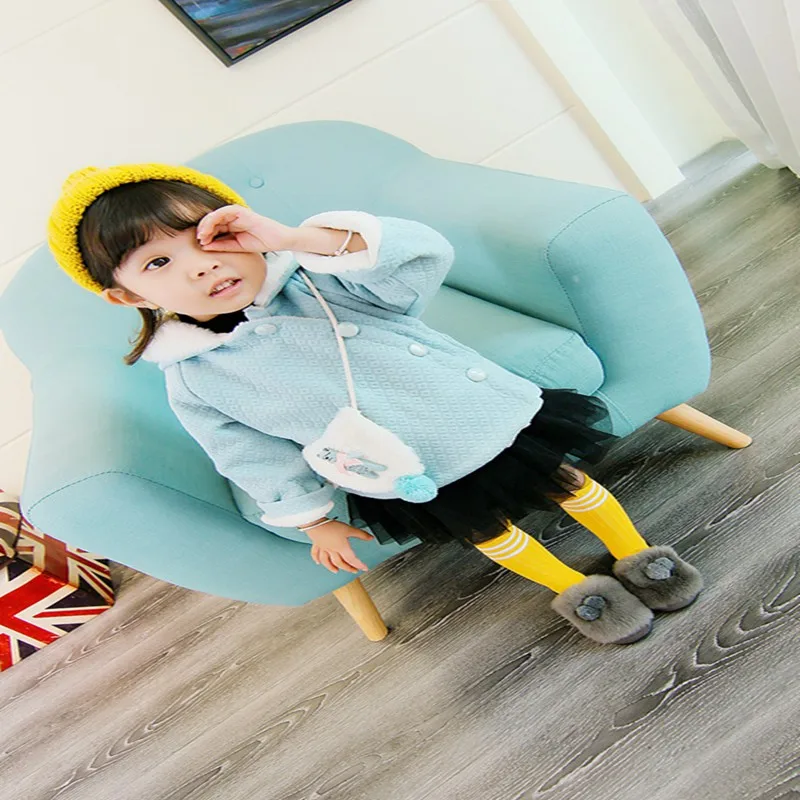 Baby girl Coat In Autumn and winter  Pure color dots Little bear bag Hooded jacket for Kids Children  (10)