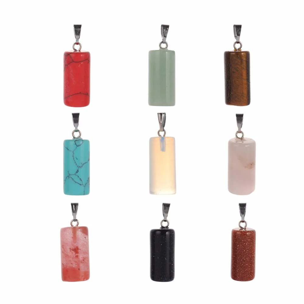 Natural Cylinder shape Pendant Chakra Quartz Gem Stone pendulum DIY Necklace Charm Healing Reiki Beads For Women Jewelry | Украшения и