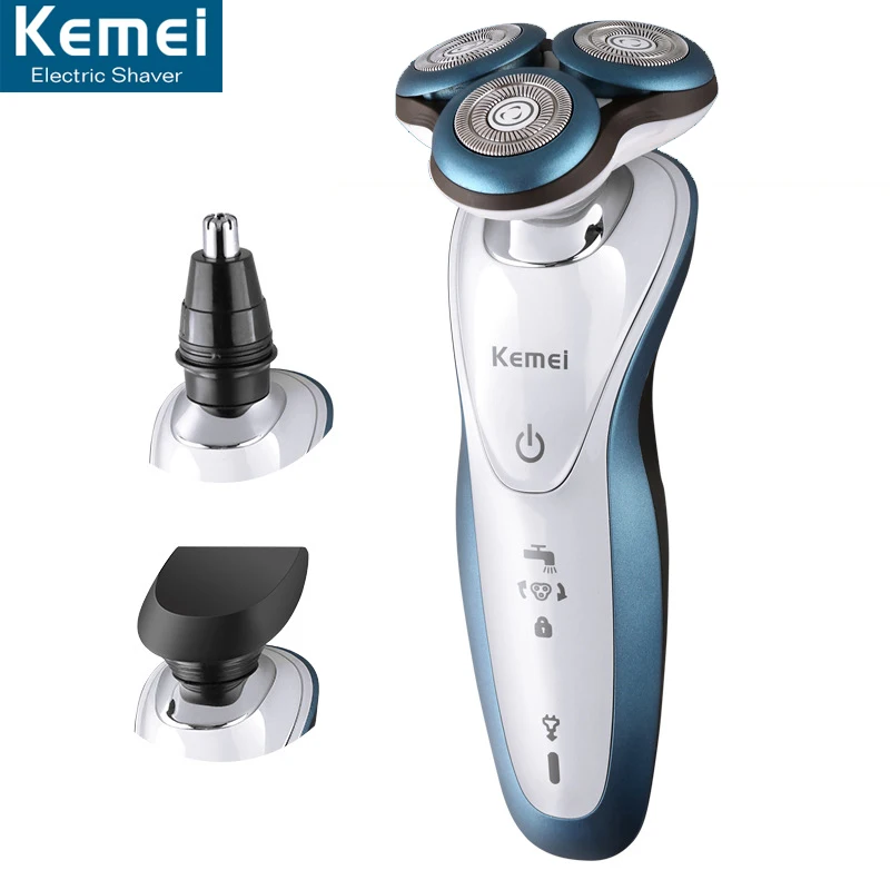 

Kemei 7000 IPX7 Electric Rechargeable Shaver Shaving Razors Men 3D 4D Floating Beard trimmed epilator Nose trimmer Hair clipper