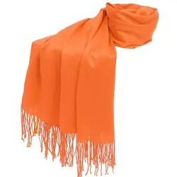 Женский шарф, однотонный, Осень-зима, хиджаб, Пашмина, длинный шаль, обертывания, бандана, кисточки